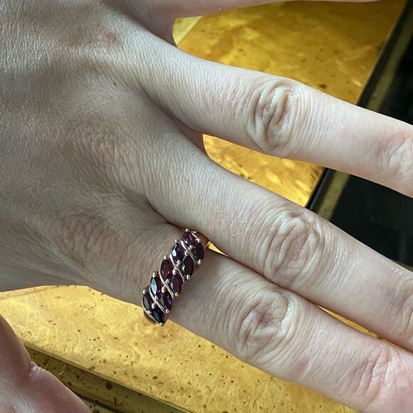 Anthill Garnet Sterling Silver Rose Gold Vermeil Ring - Picture 3 of 8